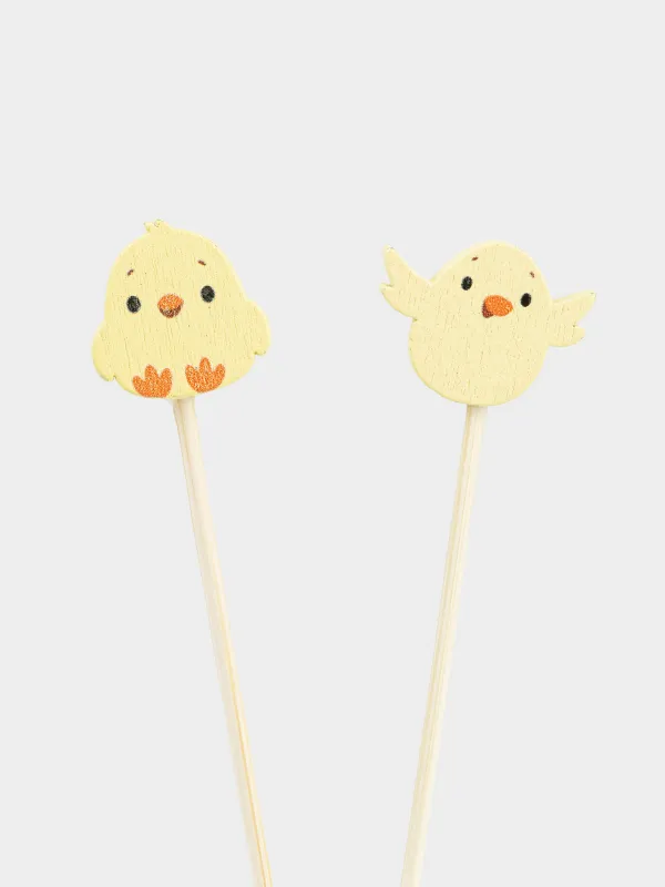 Шпажка для канапе, 9 см, 20 шт, бамбук, желтая, Цыплята, Elegant details, image-2