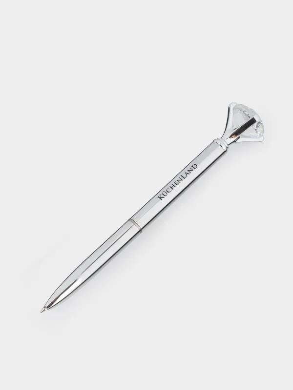 Ручка шариковая, 14 см, с фигуркой, сталь, серебристая, Кристалл, Draw figure, image-1