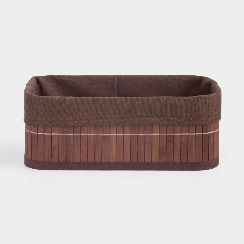 Корзина для хранения, 28x18х10 см, бамбук/хлопок, прямоугольная, коричневая, Stem