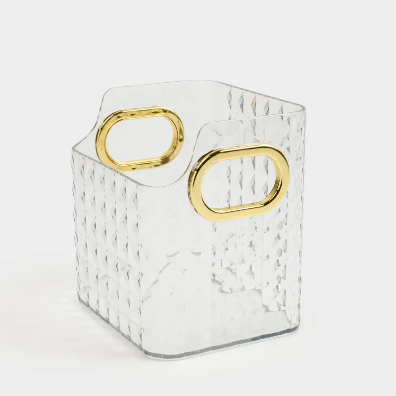 Органайзер для косметики, 12х12 см, с золотистыми ручками, пластик, Kandy, image-1