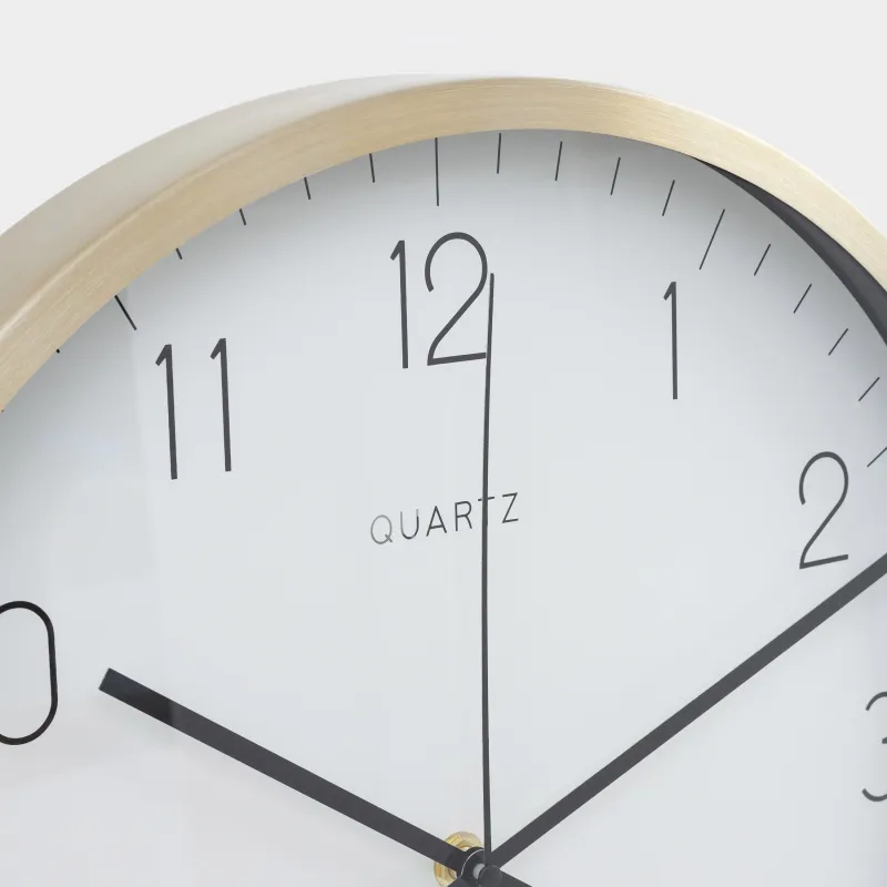 Часы настенные, 35 см, с дисплеем, металл/стекло, круглые, золотисто-белые, Dial, image-3