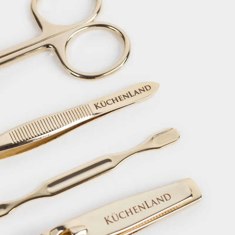 Набор маникюрный, 5 пр, в футляре, сталь/полиуретан, золотистый, Manicure gold, image-3