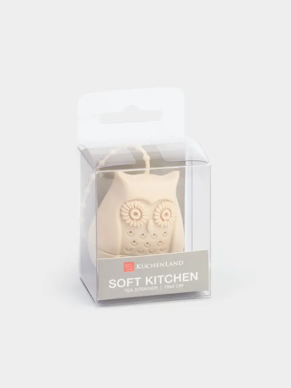 Сито для заваривания чая, 19 см, силикон, бежевое, Сова, Owl, image-5