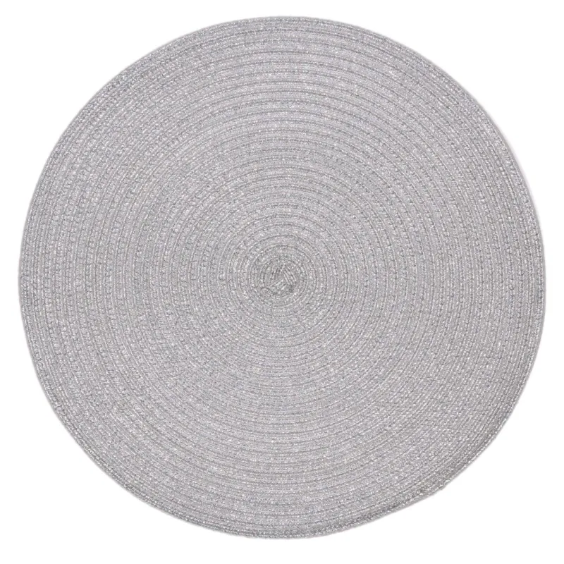 Салфетка под приборы, 38 см, полиэстер, круглая, серебристая, Rotary shine