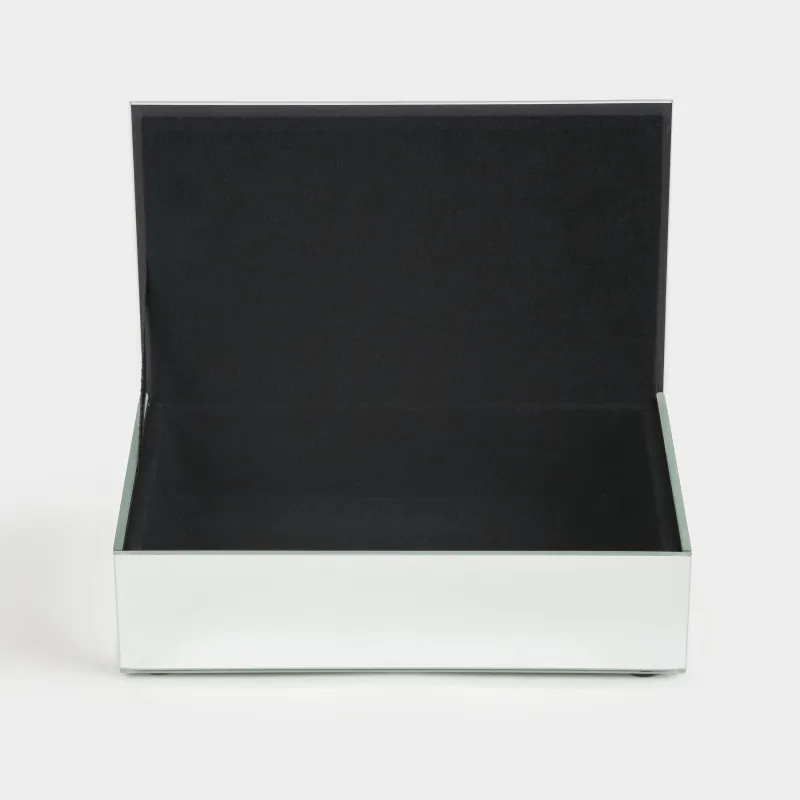 Шкатулка для украшений, 15x9 см, стекло, зеркальная, Золотистый цветок, Glossy, image-5