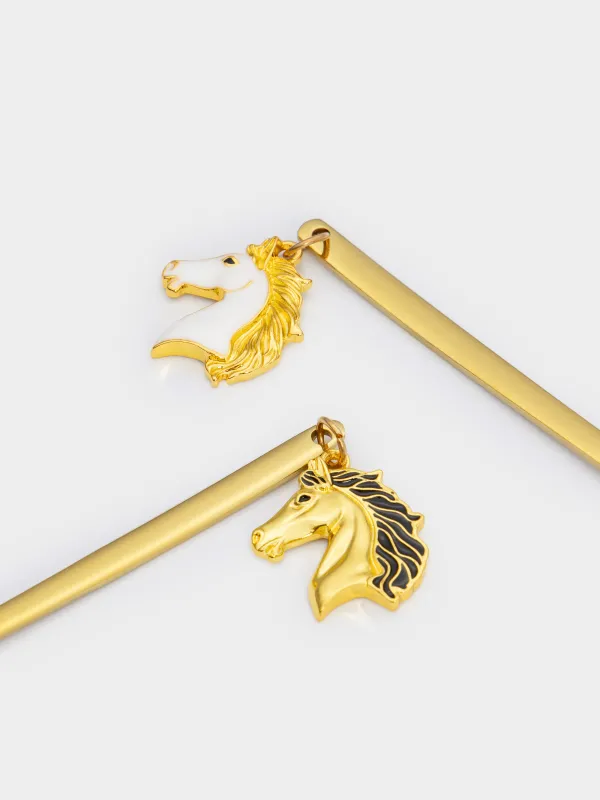 Ложка десертная, 14 см, 2 шт, сталь, золотистая, Конь, Horse gold, image-4