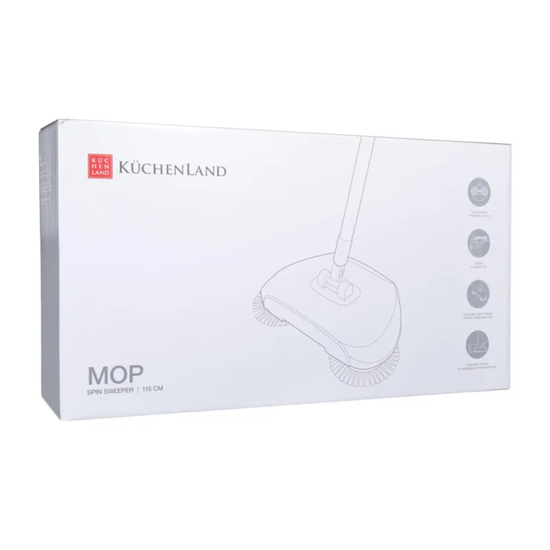 Щетка-сборщик мусора, 115 см, механическая, пластик/сталь, серо-белая, Mop, image-3