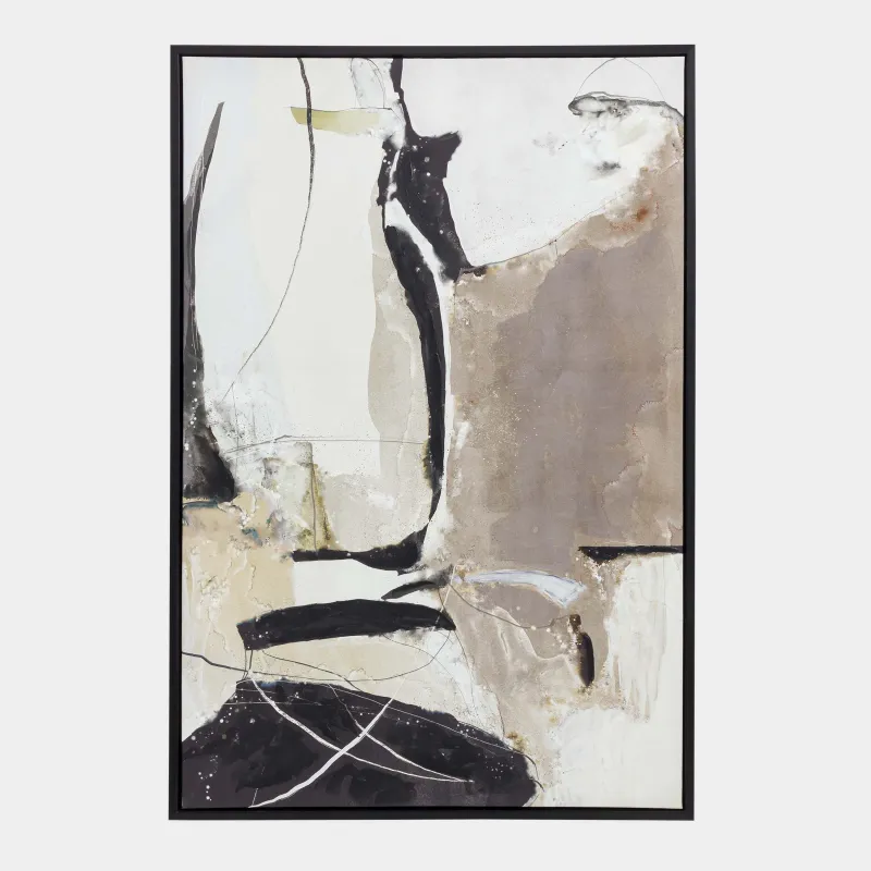 Картина в раме, 80х120 см, холст, коричнево-черная, Абстракция, Abstract, image-0