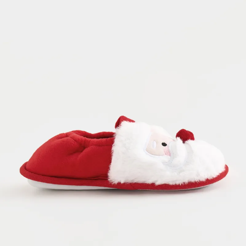 Тапочки детские, домашние, флис, красно-белые, Санта, Generous