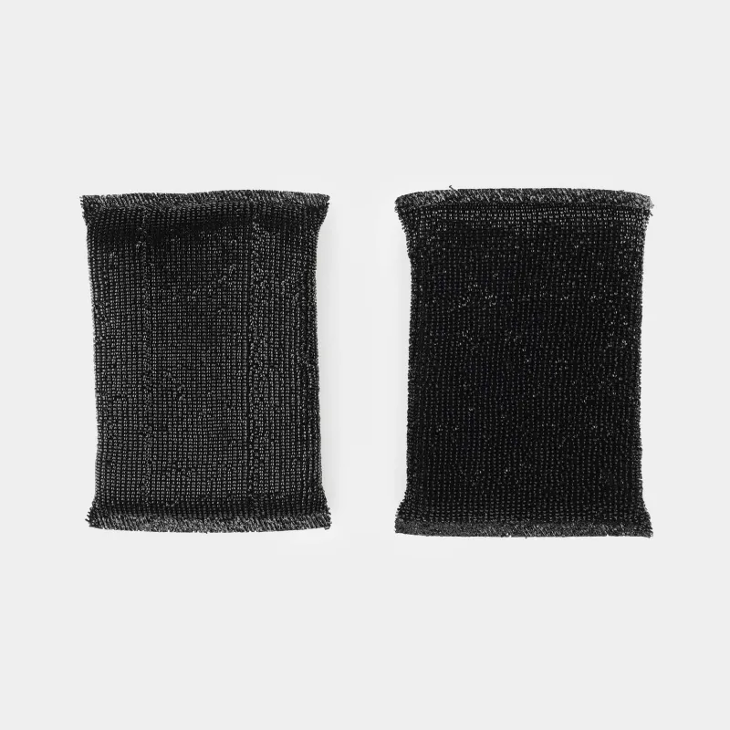 Губка для мытья посуды, 14x9 см, 2 шт, пластиковое волокно/поролон, черная, Black clean