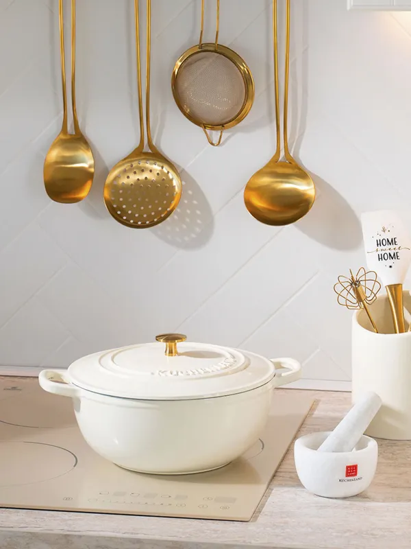 Казан, 25 см, 3,5 л, с крышкой, чугун, молочный, Light kitchen, image-7