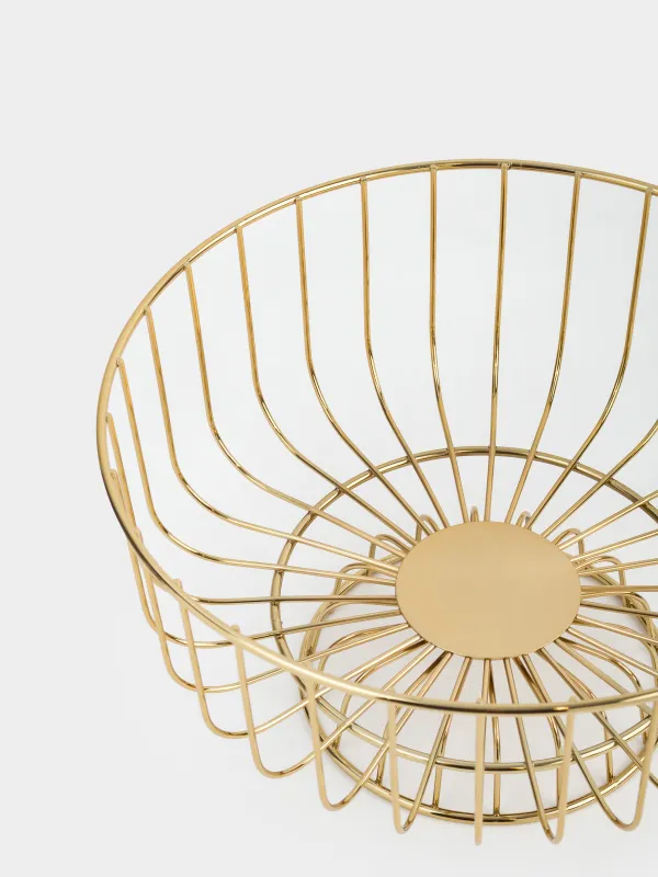 Корзина для фруктов, 28х16 см, на ножке, металл, золотистая, Twist gold, image-2