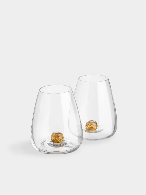 Стакан, 11 см, 460 мл, 2 шт, кристальное стекло, Янтарный шар, Sorento globular, image-1