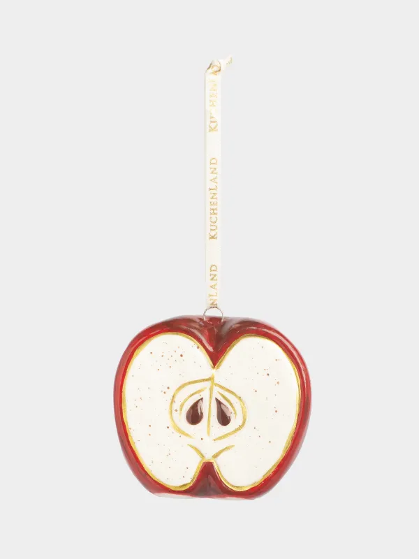 Игрушка елочная, 7 см, керамика D, красно-золотистая, Яблоко, Fruits, image-3
