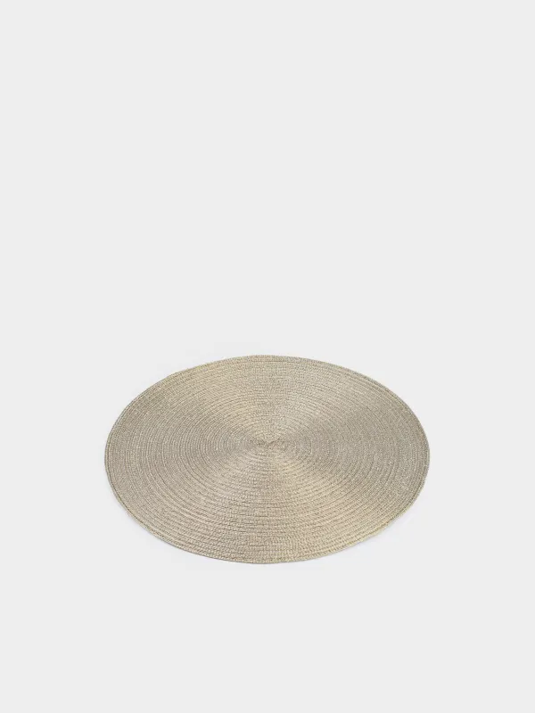 Салфетка под приборы, 38 см, полиэстер, круглая, шампань, Rotary shine, image-1