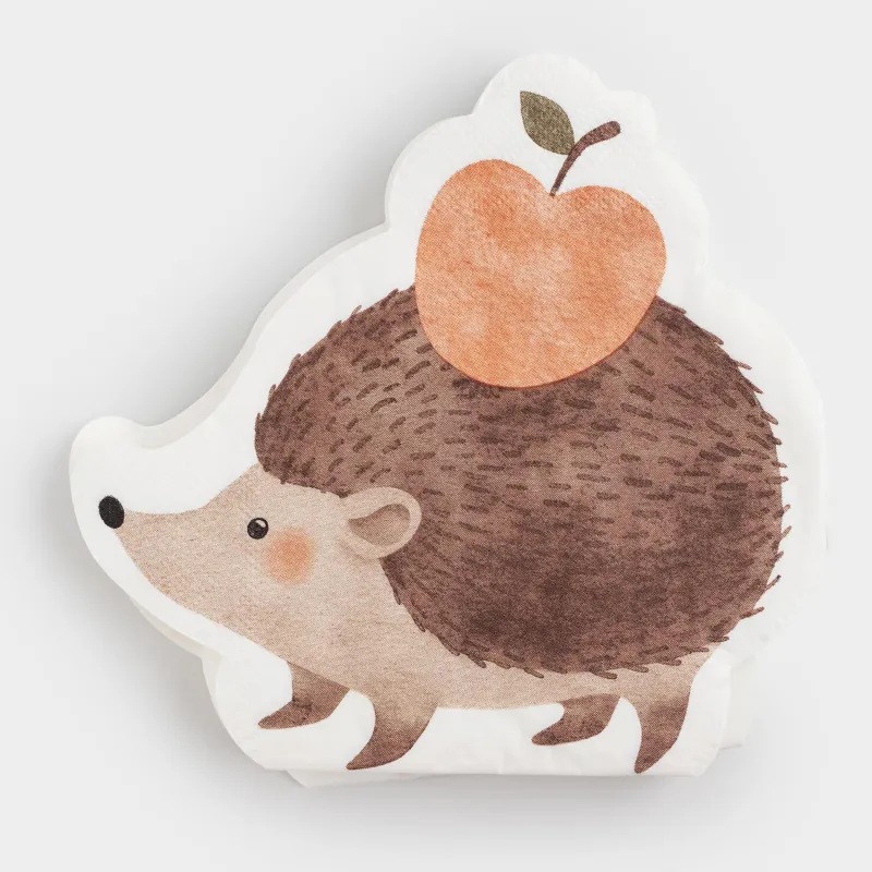 Салфетки бумажные, 30х32 см, 20 шт, фигурные, коричневые, Ежик, Forest animals
