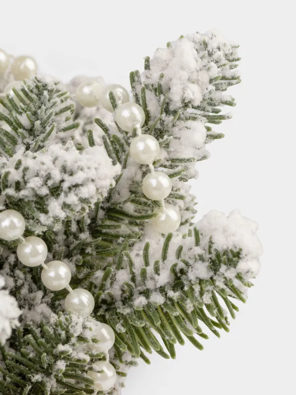Ель искусственная, 30 см, в крафте, ПВХ, Ель в снегу с жемчугом, Snowy decor, image-3