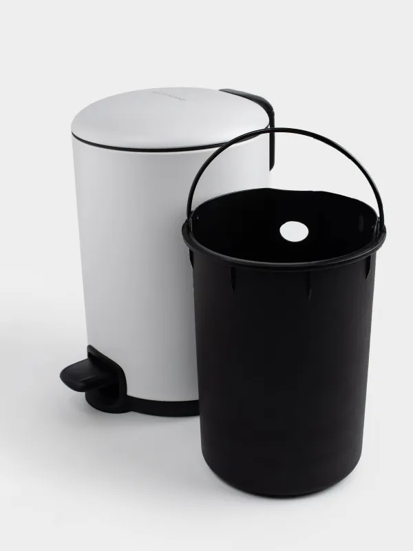 Емкость для мусора, 3 л, с педалью, металл, белая, Vesta, image-5