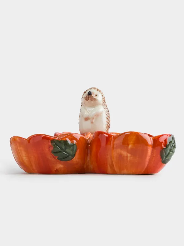Менажница, с декором, 20 см, 3 отд, керамика D, оранжевая, Еж, Forest symphony, image-4