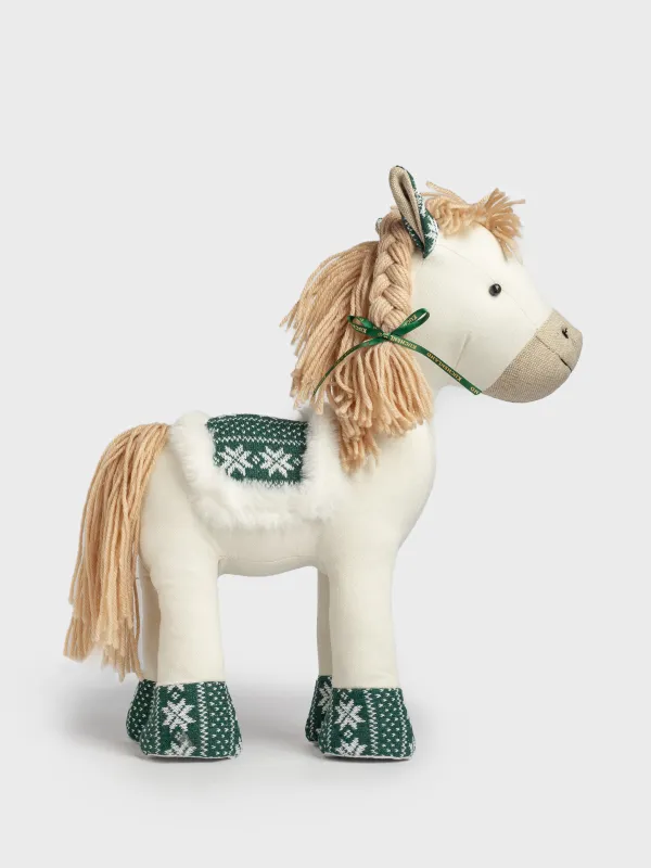 Игрушка, 35 см, мягкая, с подвижными лапами, полиэстер, бежево-зеленая, Лошадка, Horse toy, image-4
