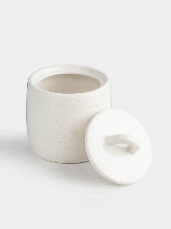 Емкость для хранения, 12х14 см, 750 мл, керамика, молочная, в крапинку, Delicia, image-2