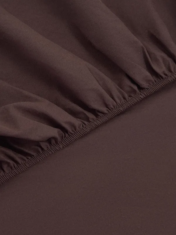 Натяжная простыня, 200х200 см, вареный хлопок, коричневая, Washed cotton, image-4