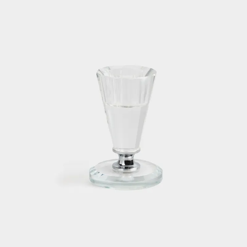 Подсвечник, 8 см, для тонкой свечи, на ножке, кристальное стекло, серебристая ножка, Lux crystal
