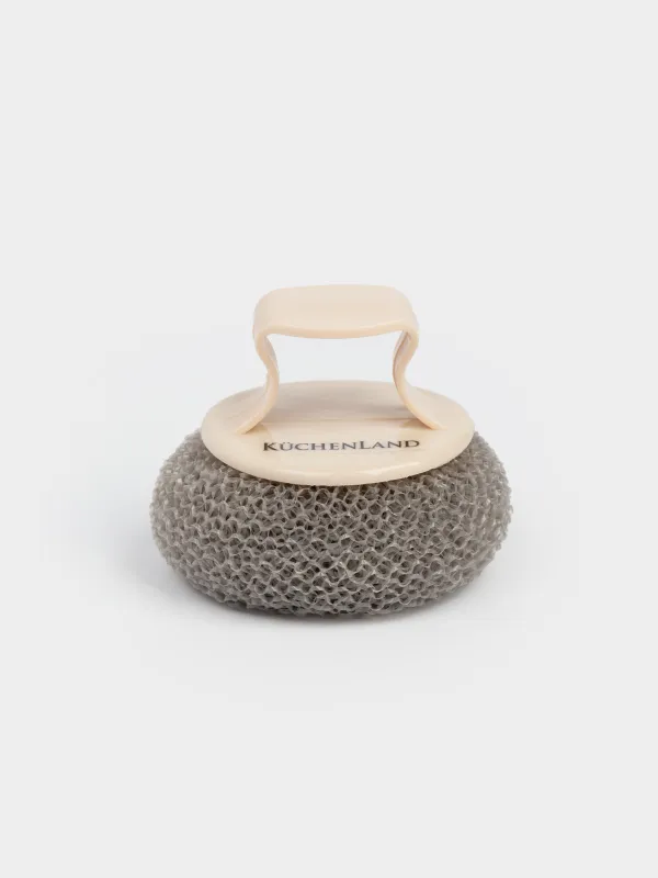 Губка для уборки, 8 см, с коротким держателем, пластик/полипропилен, бежевая, Clean, image-0