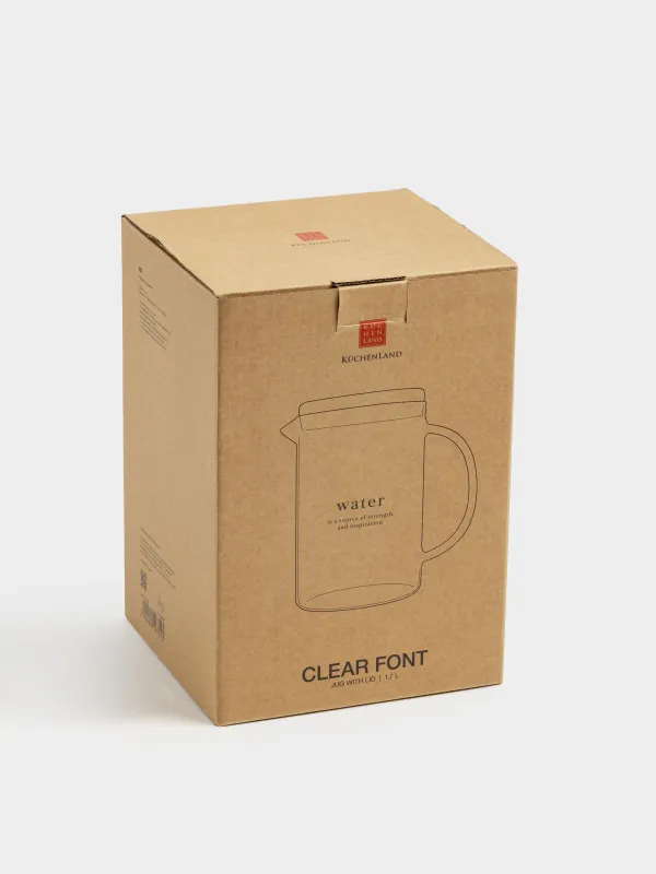 Кувшин, 1,7 л, с крышкой, стекло Б/пробка, Clear font, image-4