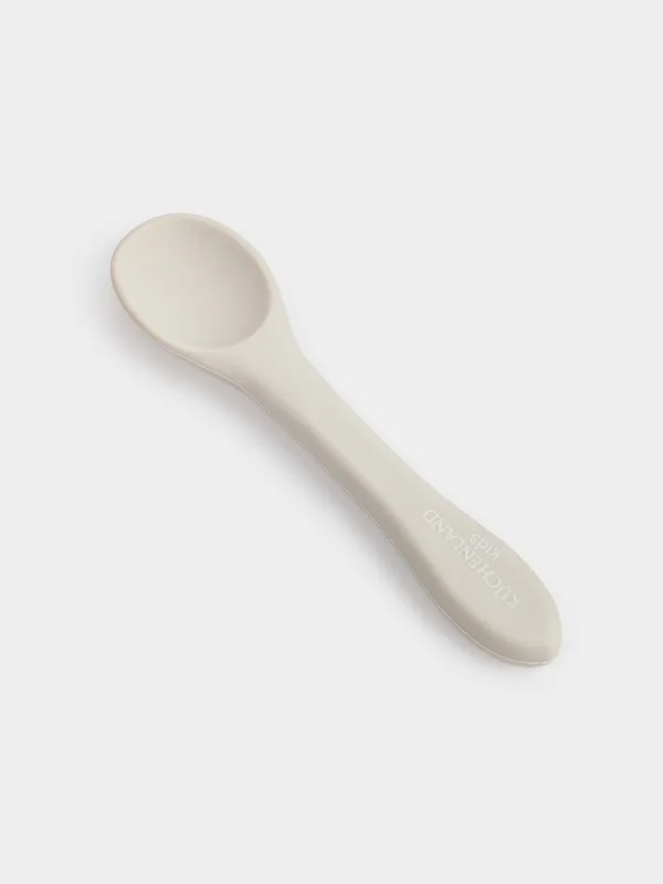 Ложка, детская, 14 см, силикон, серая, Kiddy, image-2