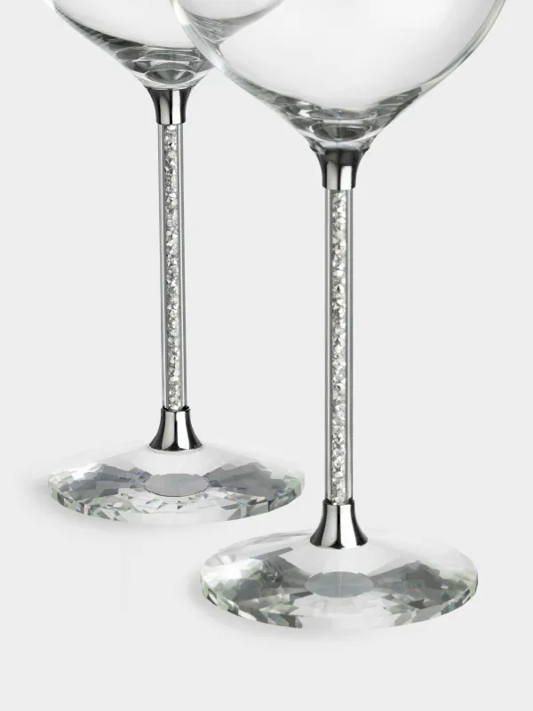 Бокал для вина, 2 шт, со стразами, Серебристые кристаллы, Diamond, image-3