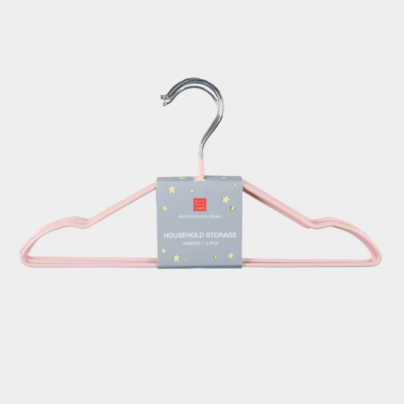 Вешалка-плечики, 28 см, 5 шт, детская, металл с покрытием, розовая, Colorful house, image-2
