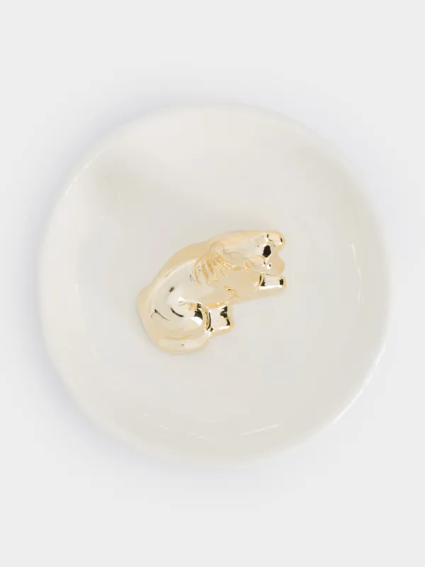 Держатель для украшений, 12х6 см, фарфор P, молочно-золотистый, Лошадь, Horse gold, image-2