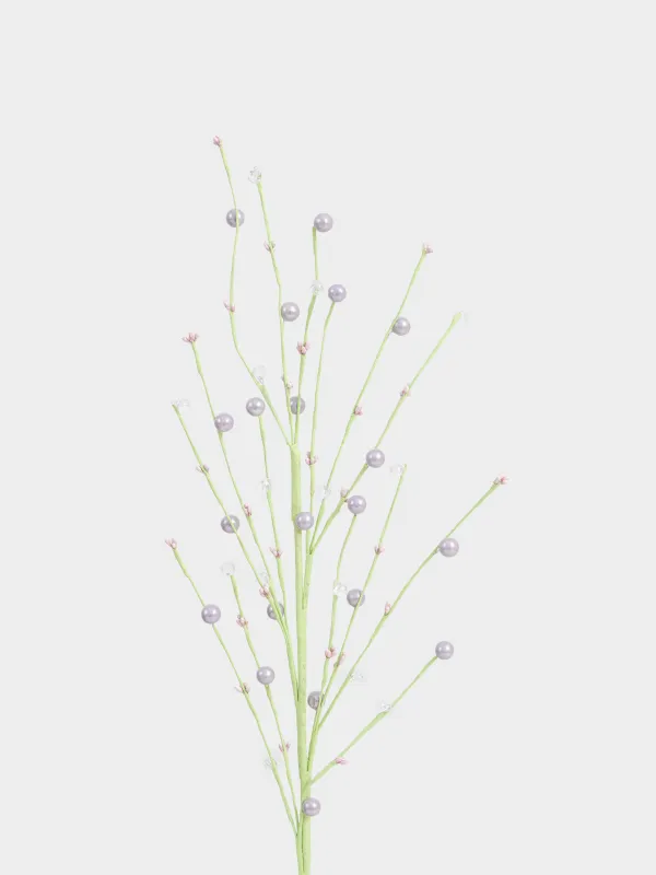 Ветка декоративная, 70 см, Сиреневые бусины с кристаллами, Balls decor, image-2