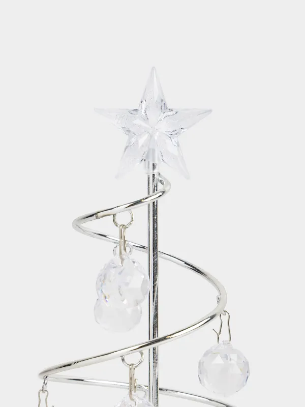 Статуэтка, 27 см, с подвесками, металл/акрил, серебристая, Ель c кристаллами, Silver style, image-1