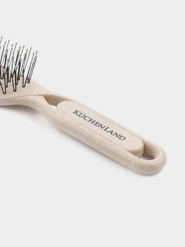 Расческа массажная для волос, 23 см, растительное волокно/пластик, бежевая, Zipo, image-3