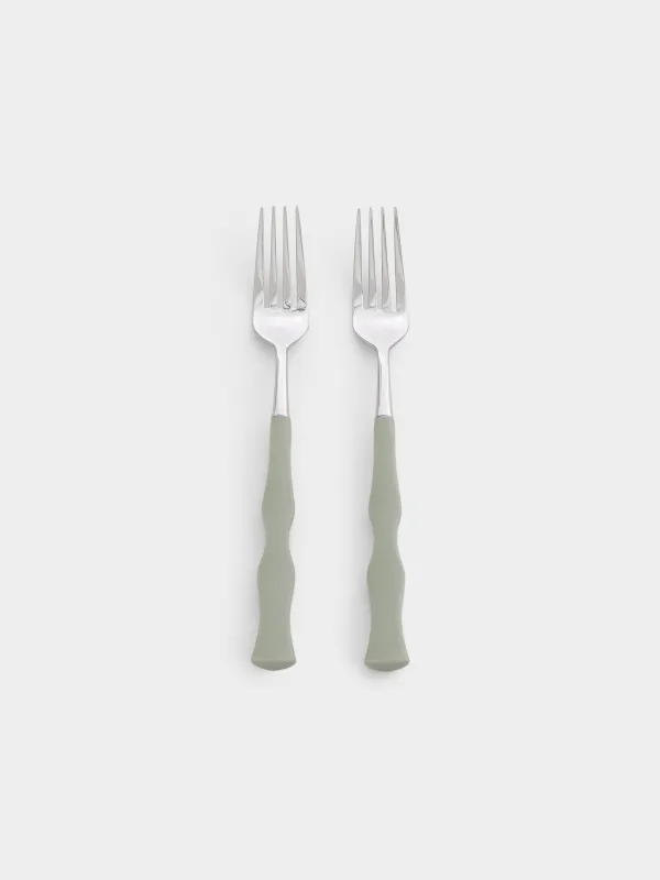 Вилка столовая, 2 шт, сталь/пластик, зеленая, Изгибы, Bangkok, image-0