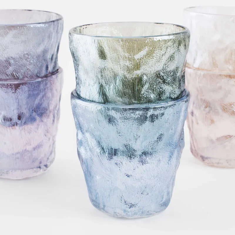 Стакан, 9 см, 300 мл, 6 шт, стекло Р, цветной микс, Мятый эффект, Crumple color, image-4