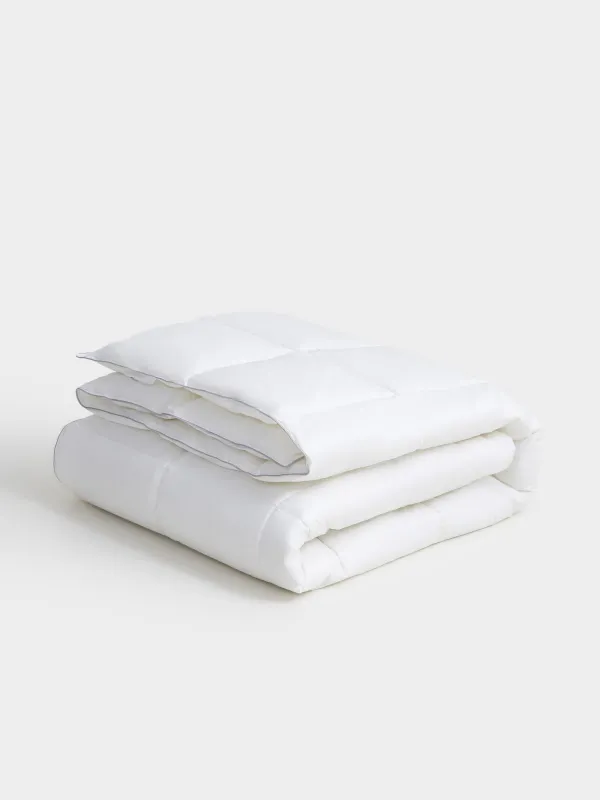 Одеяло, 200х220 см, хлопок/микрофибра, белое, с серебристым кантом, Soft cotton, image-0