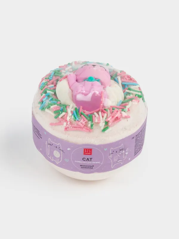 Бомбочка для ванны, 130 гр, с игрушкой, молочная, Молочный шоколад, Кот, Cat, image-3