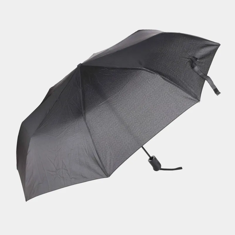 Зонт, 56/31 см, складной, полу-автоматический, эпонж, черный, Rainy