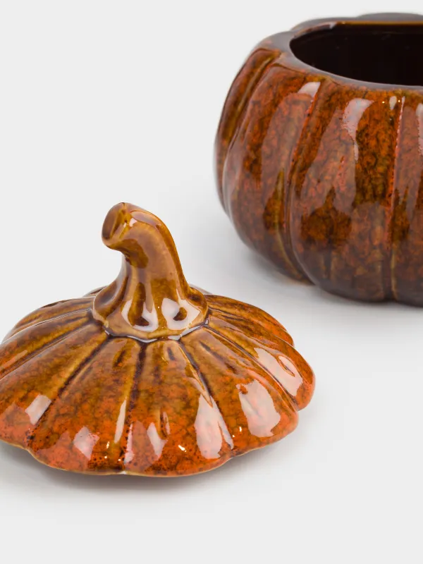 Емкость для хранения, 16х16 см, 900 мл, фарфор P, оранжево-коричневая, Тыква, Forest symphony, image-2