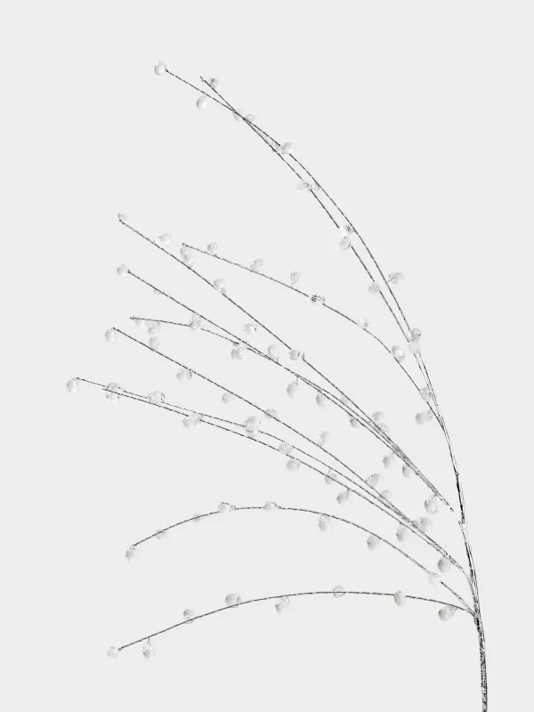 Ветка декоративная, 80 см, акрил/металл, Серебристая ветка с кристаллами, Crystal decor, image-1