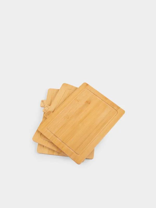 Доска разделочная, 28х22 см, 3 шт, в подставке, бамбук, прямоугольная, Bamboo, image-3