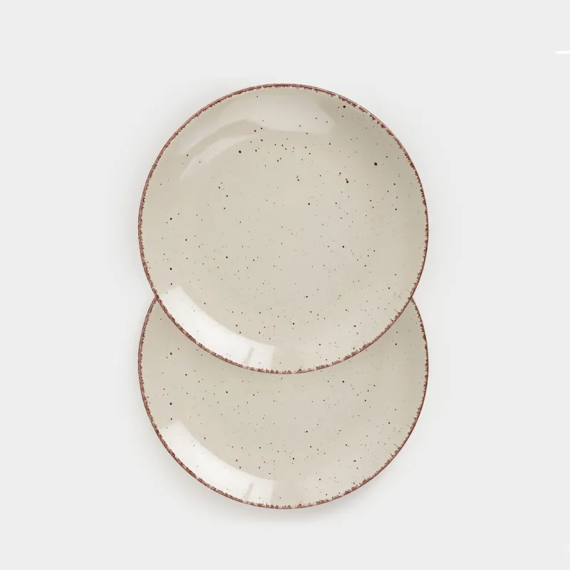 Тарелка обеденная, 27 см, 2 шт, керамика, бежевая, в крапинку, Speckled