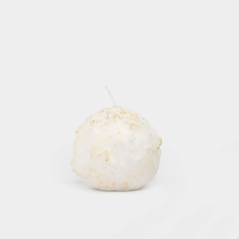 Свеча, 7 см, с блестками, шампань, Застывший снег на шаре, Snowy candle