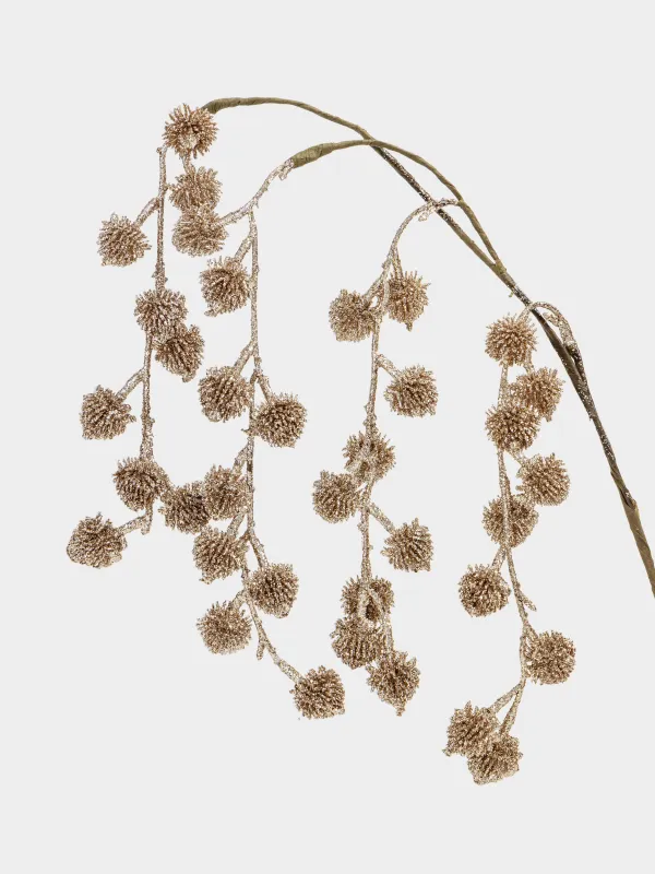 Ветка декоративная, 60 см, пластик, Золотистые шишки, Sparkle decor, image-1