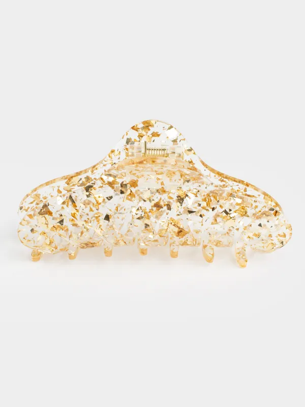 Заколка для волос, 10 см, пластик, золотистая, Крабик, Glam, image-2