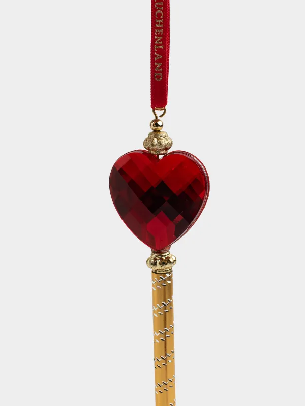 Игрушка елочная, 16 см, пластик, золотисто-красная, Ключ с сердцем, Figure christmas, image-1