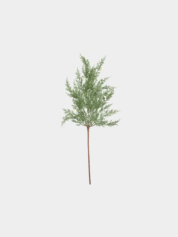 Ветка декоративная, 63 см, Хвоя с белыми бусинами, Conifer decor, image-0